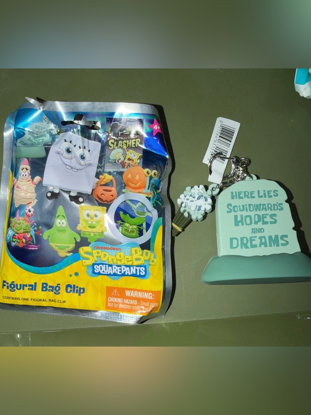 SpongeBob SquarePants Mint Green Squidward 'Hopes and Dreams' Bag Clip Keychain